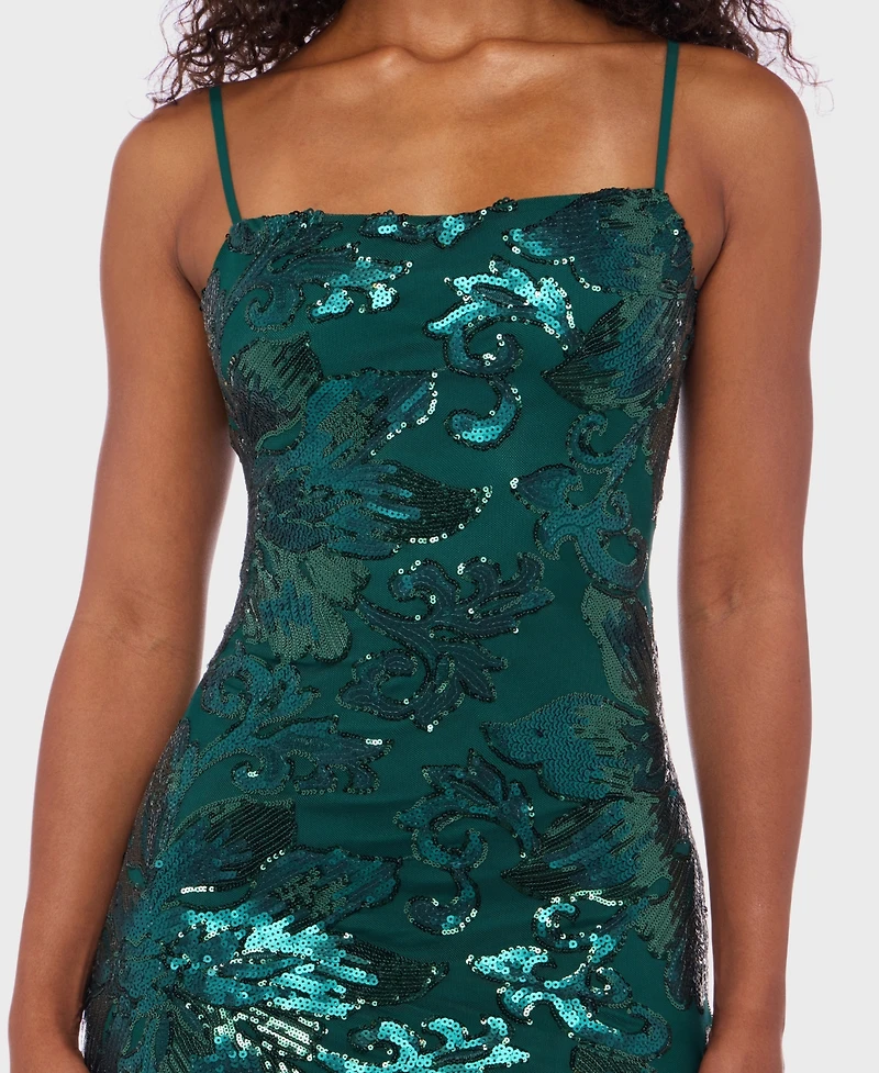 B Darlin Juniors' Sequined Tie-Back Bodycon Dress
