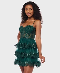 Alex & Sophia Juniors' Embellished Short Fit Flare Dress