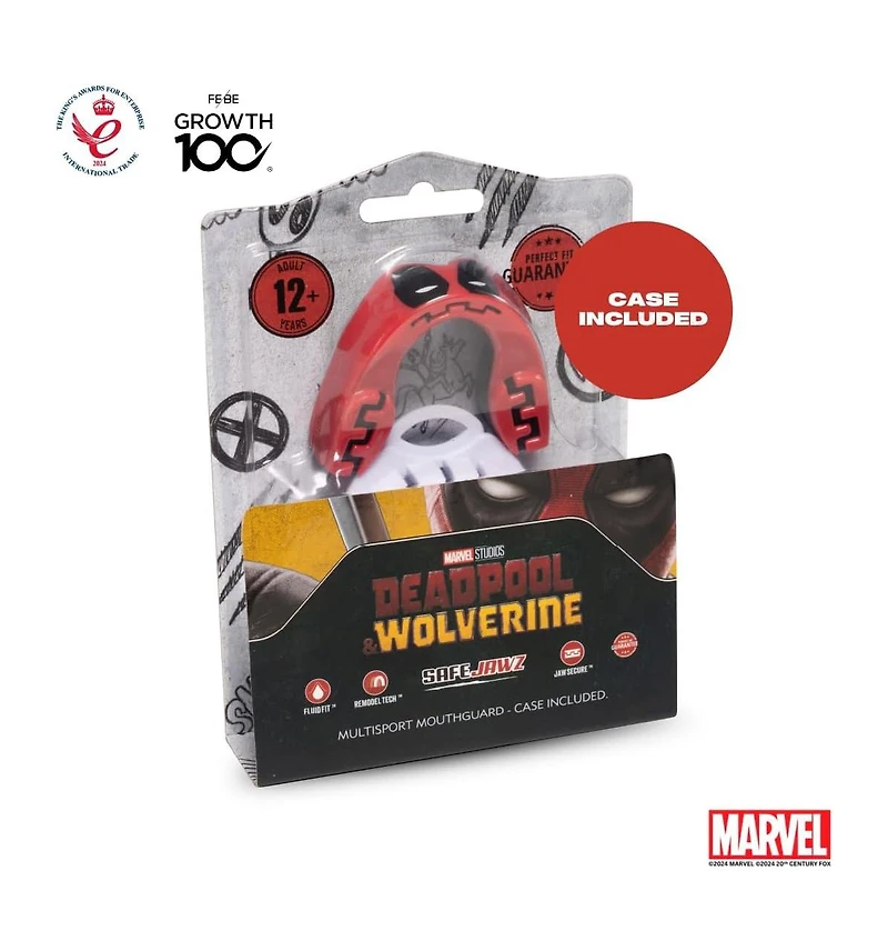 SafeJawz Marvel Sports Mouthguard Dual Layer Premium Mouth Guard with Case for Basketball, Football, Mma, Hockey