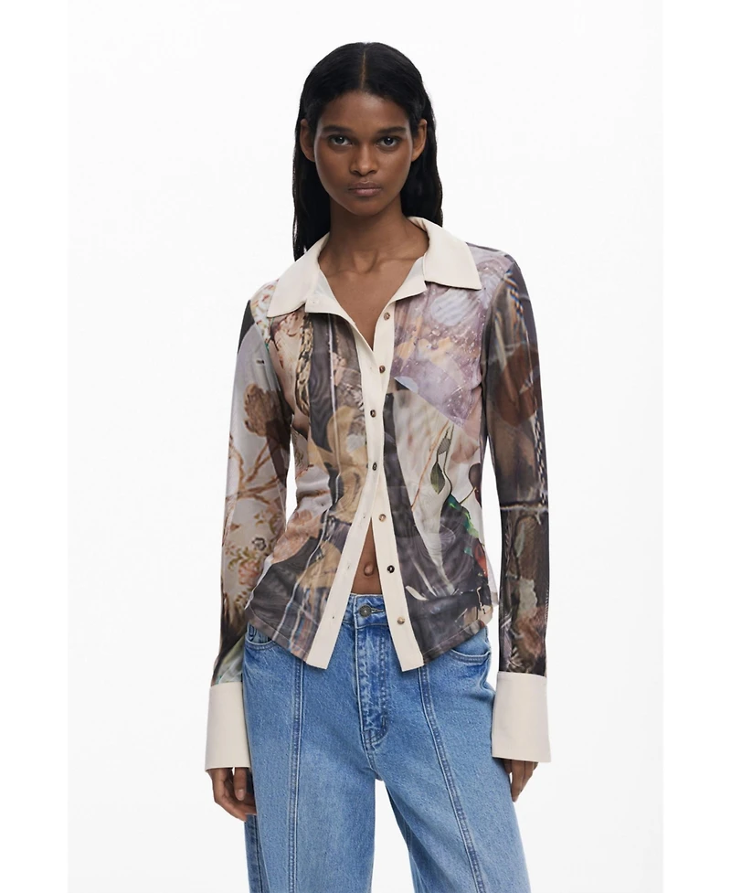 Desigual Women's Chiffon cuff T-shirt