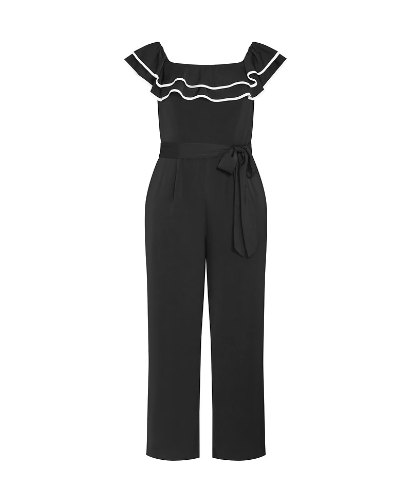 City Chic Women's Demure Off Shoulder Frill Jumpsuit