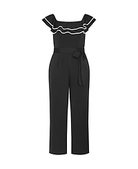 City Chic Women's Demure Off Shoulder Frill Jumpsuit