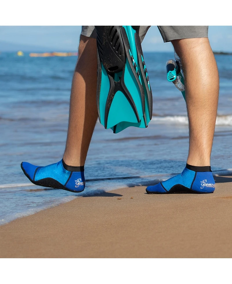 Seavenger SeaSnug Low Cut Beach Socks for All and Sand Activities - Dark Blue Floral / L