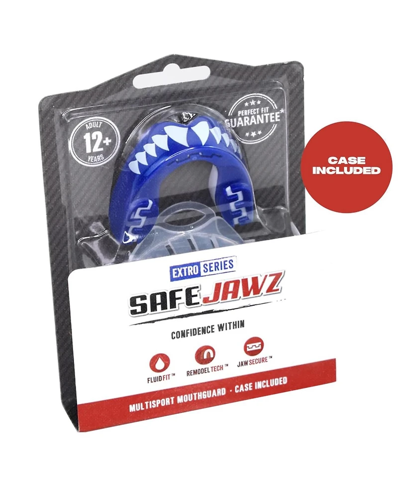 SafeJawz Extro Dual Layer Mouth Guard with Case for Basketball, Lacrosse, Football, Mma, Hockey, Wrestling - Adult 12+ Years Goldie