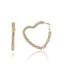 BCBGeneration Crystal Heart Hoop Earrings