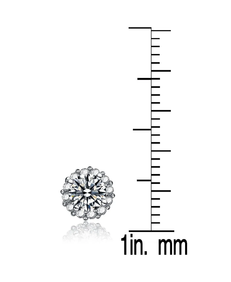 Sterling Silver Cubic Zirconia Round Stud Style Earrings