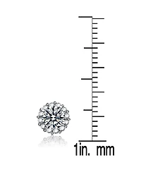 Sterling Silver Cubic Zirconia Round Stud Style Earrings