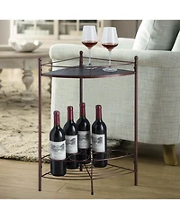 Kings Brand Furniture Dover Corner Wine Rack Table, Bronze