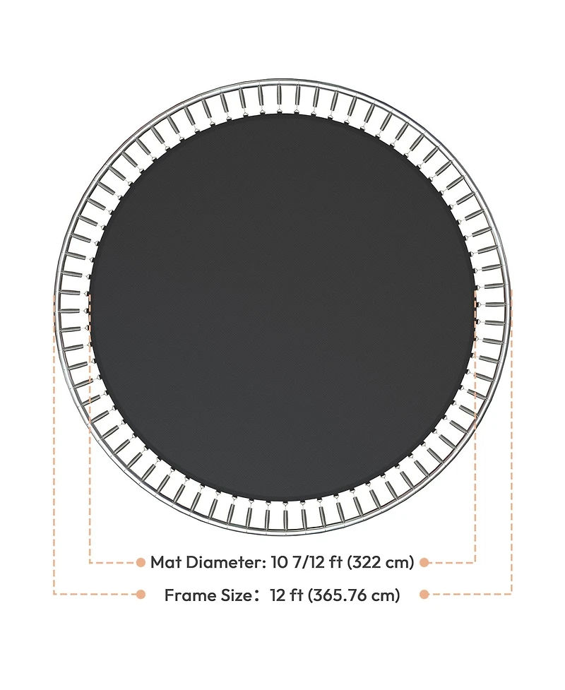 Yescom Trampoline Mat & Pad Replacement Kit w/ 72V-Ring for 12ft Round Trampoline Frame