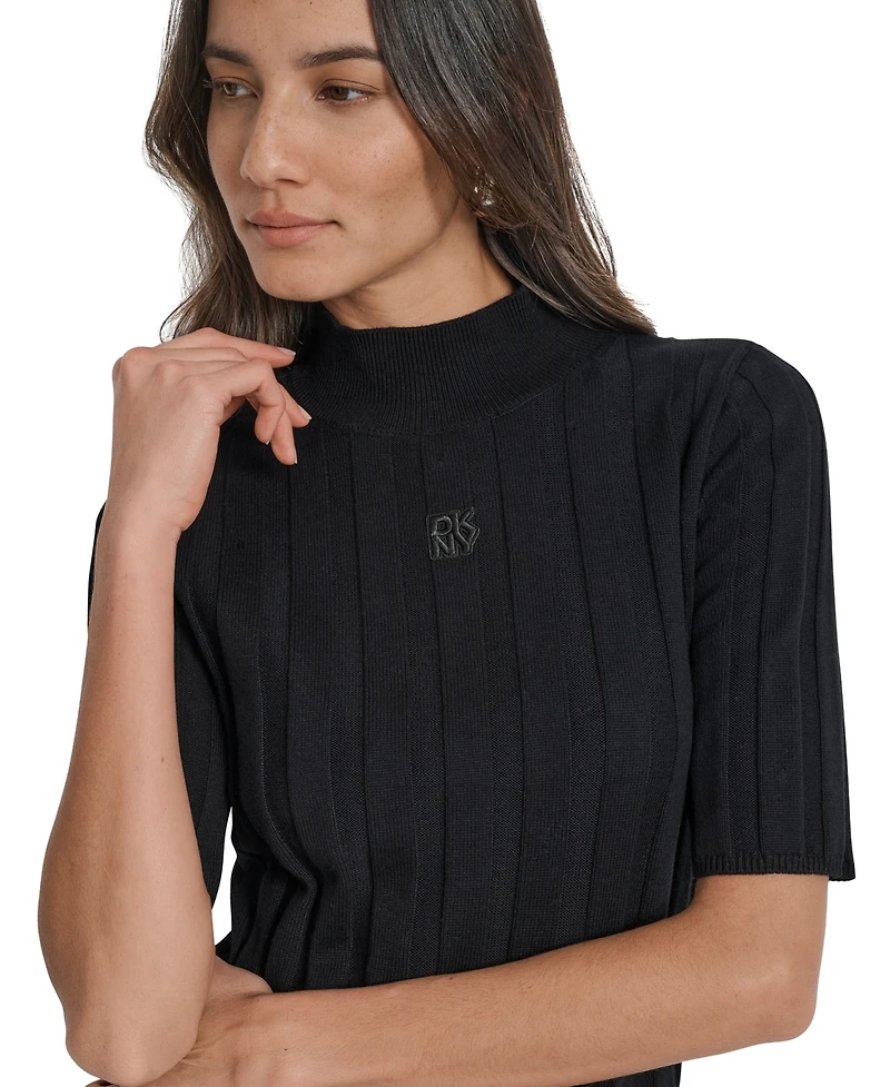 Dkny Jeans Women's Mock Neck Cotton Rib Knit Sweater