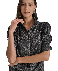 Dkny Jeans Women's Stand Collar Puff-Sleeve Shirt