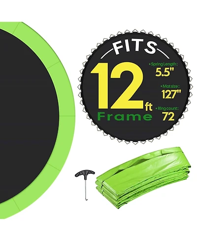 Yescom Trampoline Mat & Pad Replacement Kit with 72V-Ring Fits 12 ft Trampoline Frame