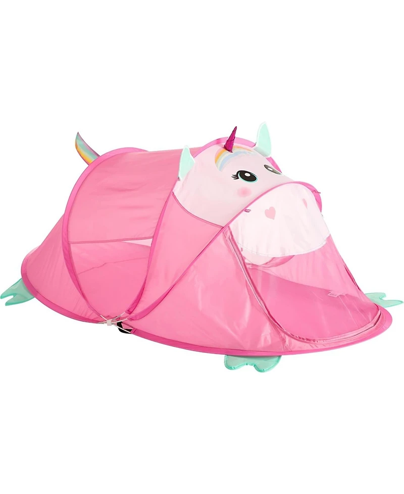 Cesicia Figural Unicorn Pop Up Portable Play Tent with Carry Case, 71" L x 35" w x 33" H, Pink