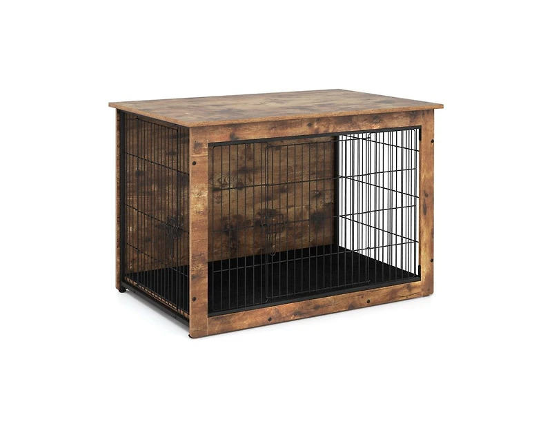 Akiudex Dog Crate Furniture with Cushion and Double Doors for Small/Medium Dogs