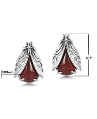 American West Jewelry Sterling Silver Red Onyx Ladybug Stud Earrings