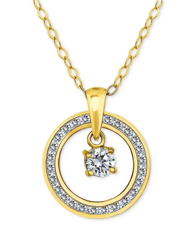 Giani Bernini Cubic Zirconia Orbital Halo Pendant Necklace, 16" + 2" extender, Macy's Exclusive
