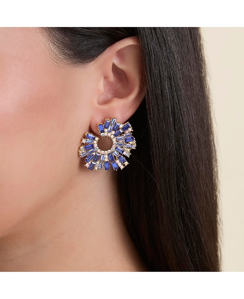 Jessica Simpson Royal Radiance Blue Crystal Burst Earrings