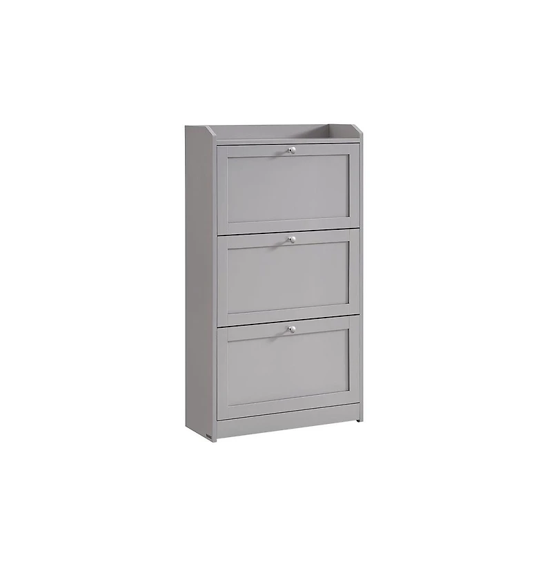 Songmics Home Shoe Cabinet with 3 Flip Drawers, Dove Gray