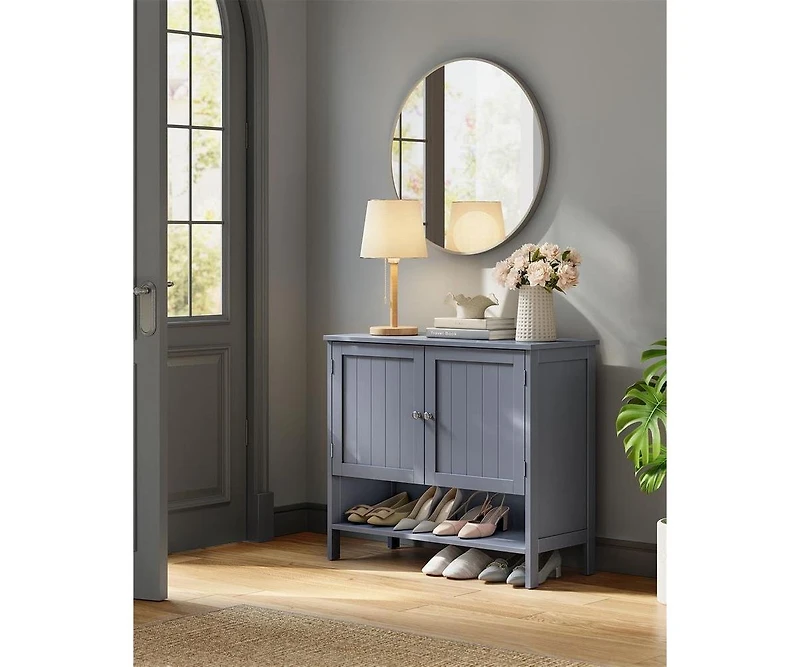 Songmics Home 3-Tier Shoe Cabinet – Freestanding Slate Gray Organizer with Adjustable Shelf for Entryway, Closet, or Hallway, 13.8"x31.5&#