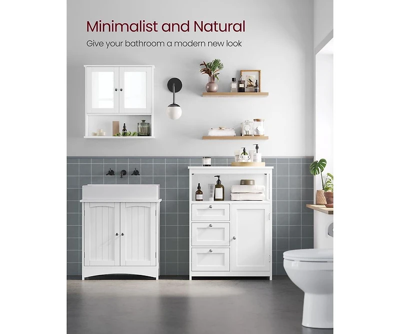 Songmics Home Versatile Storage Cabinet - 3 Spacious Drawers with Adjustable Shelf for Optimal Organization, White