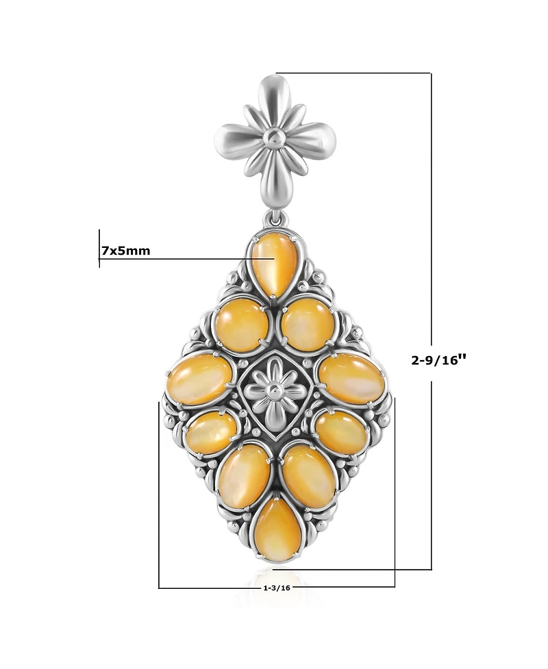 American West Jewelry Sterling Silver Yellow Mother of Pearl Diamond Shaped Cluster Pendant Enhancer