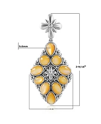 American West Jewelry Sterling Silver Yellow Mother of Pearl Diamond Shaped Cluster Pendant Enhancer