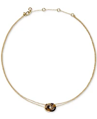 kate spade new york Gold-Tone Interlock Tortoise Pendant Necklace, 16" + 3" extender