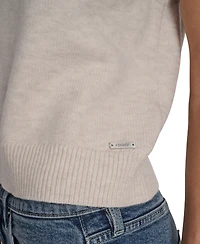 Dkny Jeans Women's Whipstitch Trim Crewneck Sleeveless Sweater