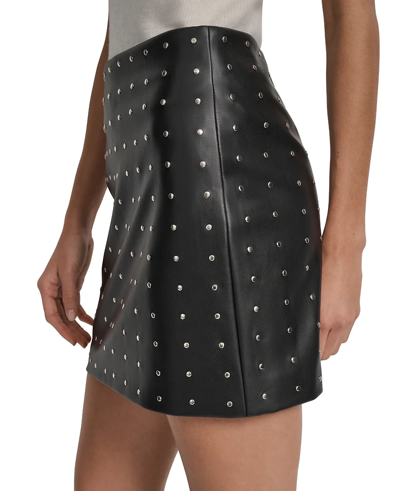 Dkny Jeans Women's Embellished Faux Leather Mini Skirt