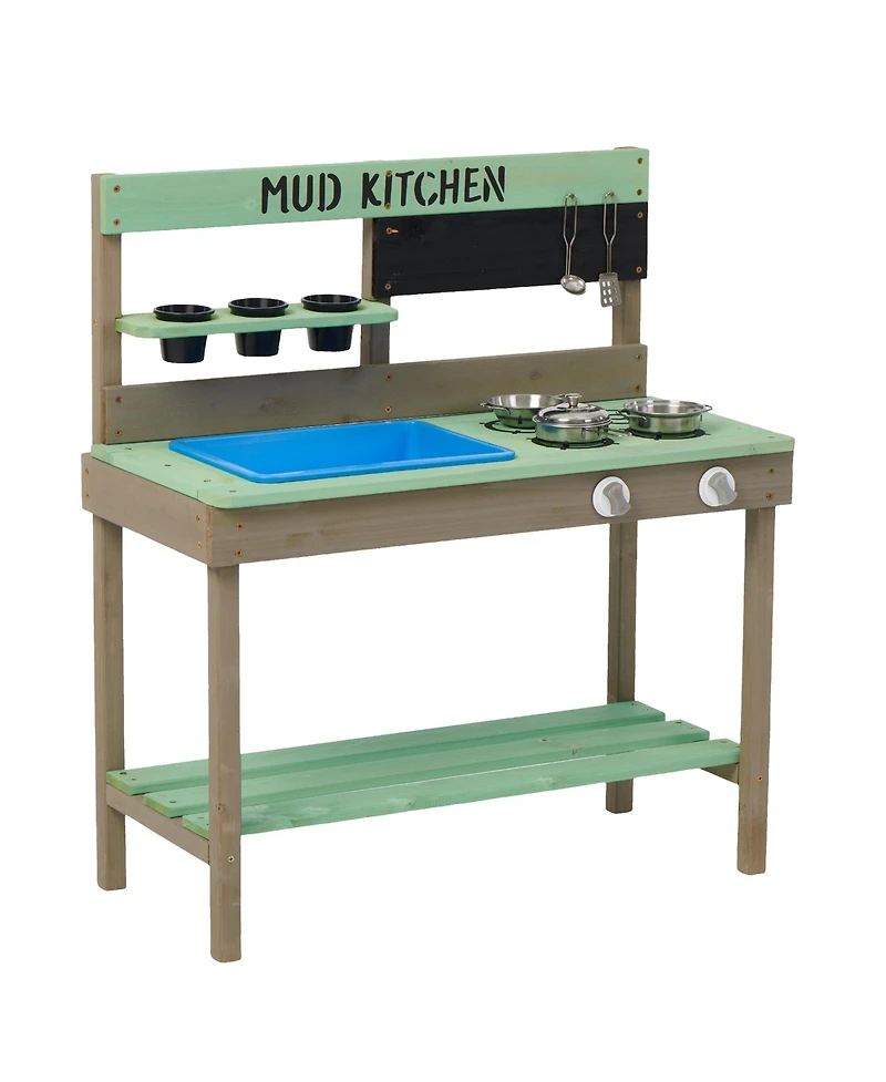 Cesicia Wood Mud Kitchen with Water Play Set & Cooking Toys for Outdoor, Gift for 38