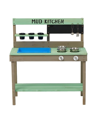 Cesicia Wood Mud Kitchen with Water Play Set & Cooking Toys for Outdoor, Gift for 38