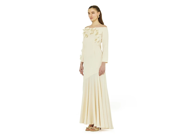 Amri Women's Off-The-Shoulder Floral Embellished Flary Gown