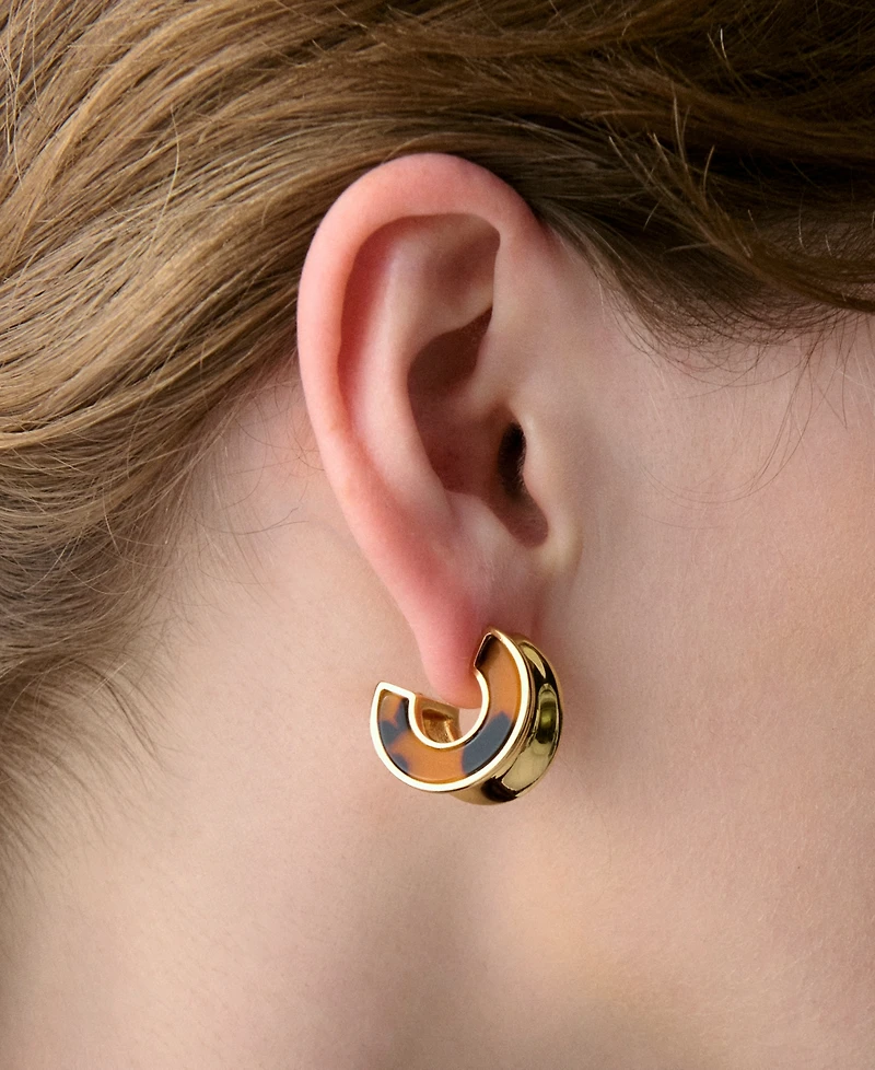 kate spade new york Gold-Tone Bold Tortoise Small Hoop Earrings, 0.82"