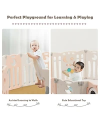 Gymax 14-Panel Baby Playpen Kids Activity Center Foldable Play Yard w/ Lock Door