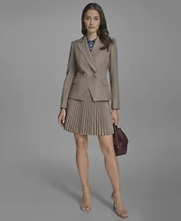 Bcbg Womens Peak Lapel Jacket Tipped Collared Sleeveless Knit Top Pleated A Line Skirt