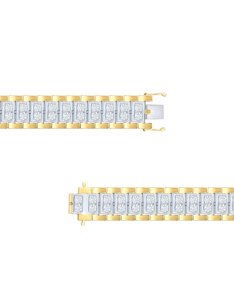 Men's Diamond Link Bracelet (1 ct. t.w.) Sterling Silver & 14k Gold-Plate or