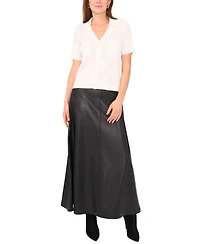 Vince Camuto Women's Pointelle Short-Sleeve Button-Front Top