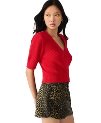 Steve Madden Women's Janae Short Sleeve Cardigan Sweater