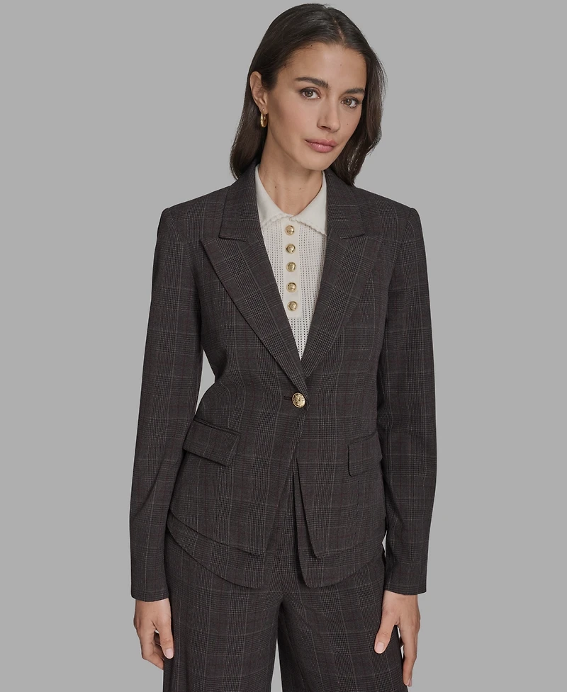 Bcbg Women's Plaid Double-Hem Blazer