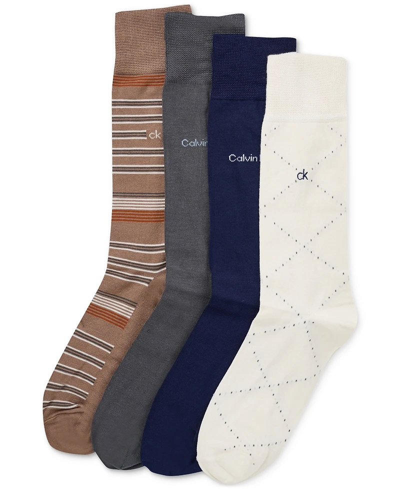 Calvin Klein Men's 4-Pack Crew Dress Socks