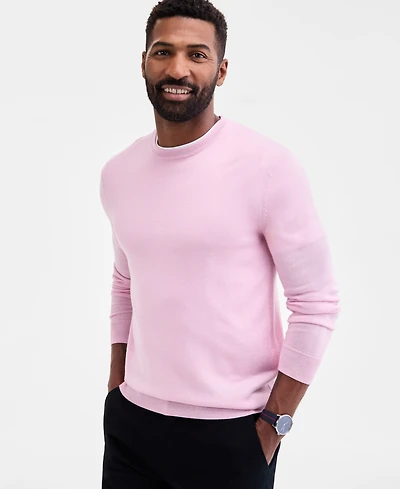 Club Room Men's Solid Crew Neck Merino Wool Blend Sweater, Created for Macy's