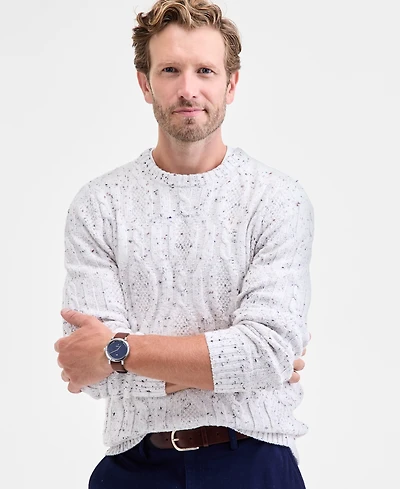Men's Donegal Cable-Knit Crewneck Sweater, Macy's Exclusive