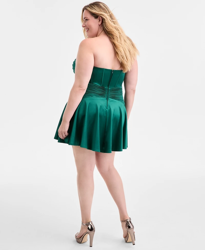 Alex & Sophia Trendy Plus Strapless Sweetheart-Neck Fit Flare Dress