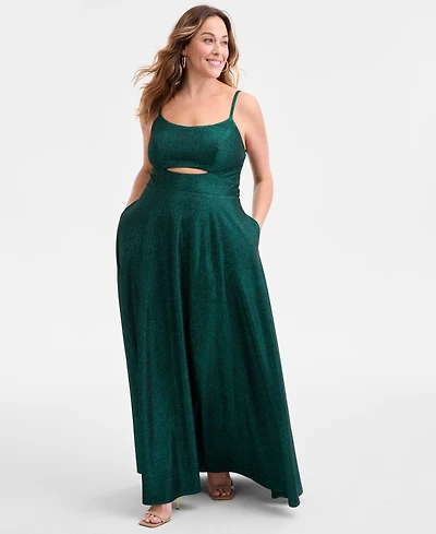 City Studios Trendy Plus Glitter Sleeveless Gown