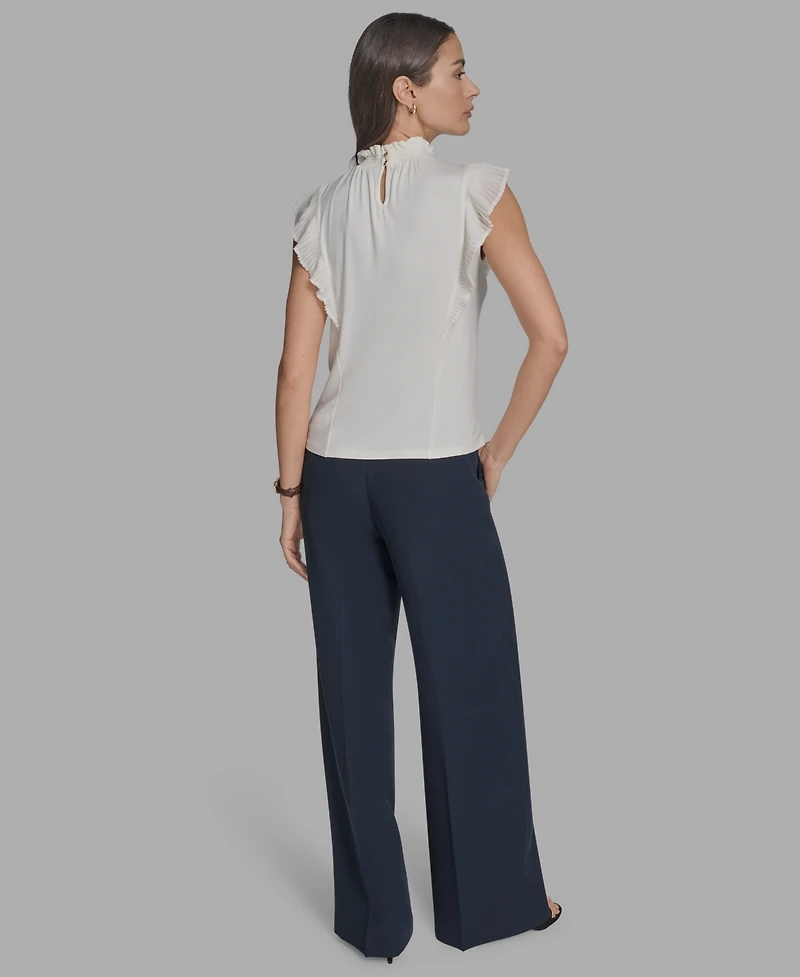 Bcbg Women's Mock Neck Knit Flutter-Sleeve Top