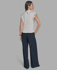 Bcbg Women's Mock Neck Knit Flutter-Sleeve Top