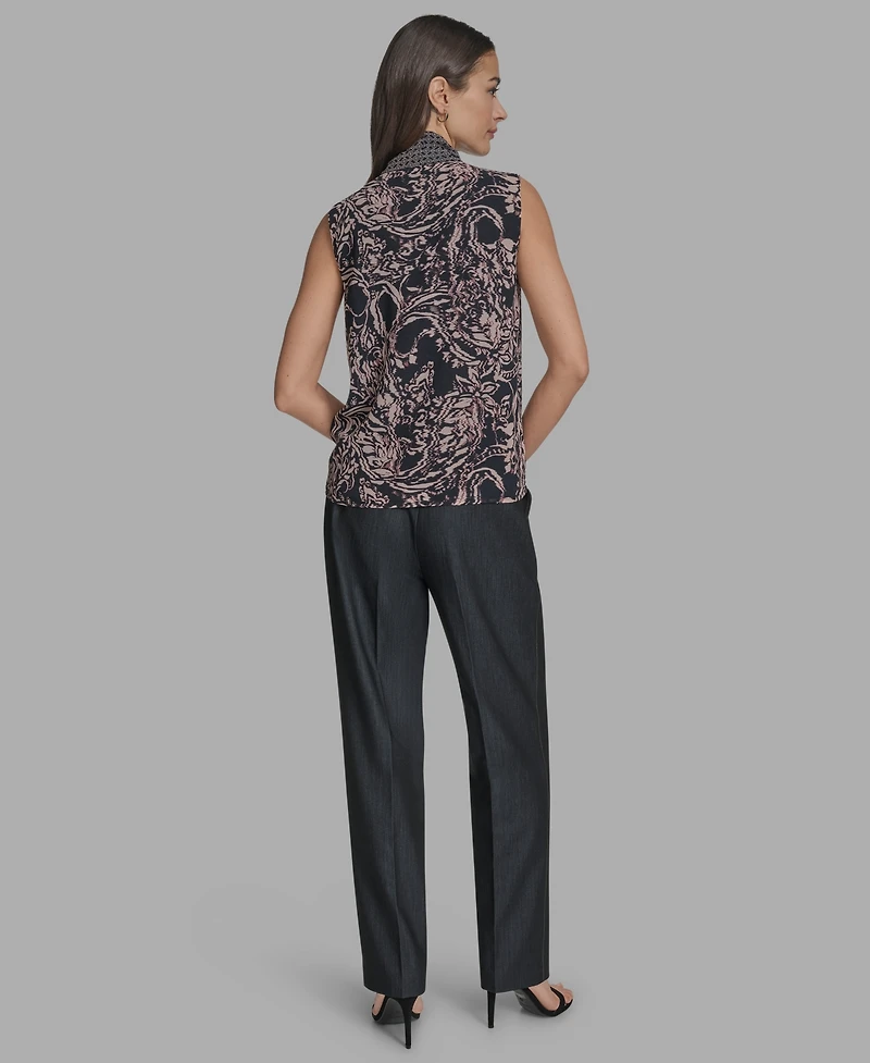 Bcbg Women's Printed Sleeveless Tie-Neck Blouse