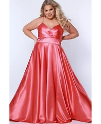 Sydney's Closet Women's Satin A-line Sweetheart Lace-Up Evening Gown