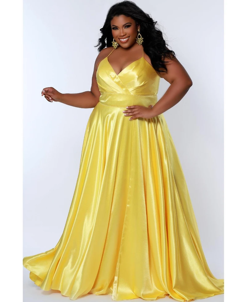 Sydney's Closet Women's Satin A-line Sweetheart Lace-Up Evening Gown