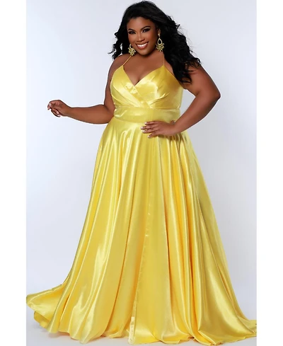 Sydney's Closet Women's Satin A-line Sweetheart Lace-Up Evening Gown